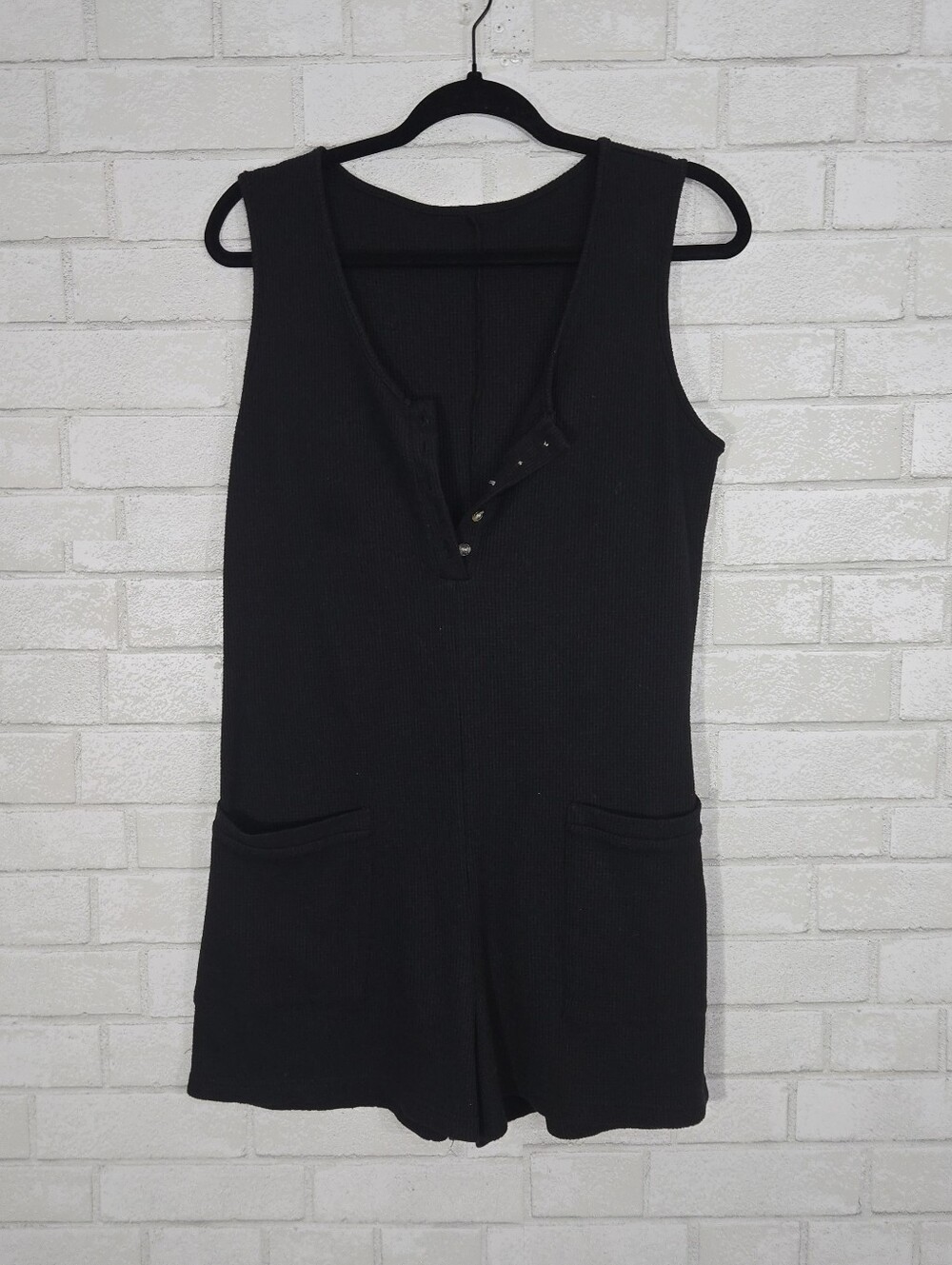 1/2 button down shorts romper